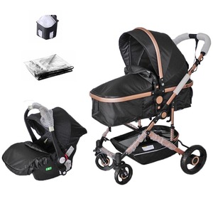 Poussette de luxe légère EN1888 Europe 3 en 1 : <span class=keywords><strong>porte</strong></span>-bébé, landau et siège auto pour enfants - Product Image 3