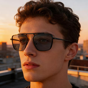 Gafas de sol cuadradas para hombre KSL-98493, montura negra, lentes de PC con protección UV400, bisagras de aleación de zinc con resorte para protección solar al aire libre - Product Image 3