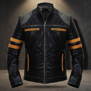 Men's Slim Fit Outdoor Business Suit <b>Blazer</b> <b>Jacket</b> Formal Genuine <b>Leather</b> Coated Front Windproof Waterproof for Work Winter - Product Image 3