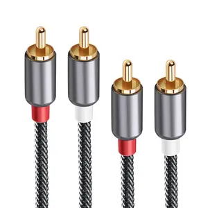 1M 1,5 M 2M 3M 5M 10M Premium 2 RCA 2RCA Cable de audio 2 RCA macho a 2 RCA macho Cable de nailon para altavoz de coche DVD TV ordenador