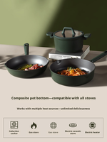 Ensemble complet d'ustensiles de cuisine, poêle antiadhésive, marmite et casserole, idéal pour un cadeau de pendaison de crémaillère