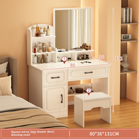 Coiffeuse moderne de style français avec miroir éclairé et meuble de rangement, simple, pour chambre principale, idéale pour petits appartements