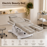 Table de massage électrique pliable moderne en cuir PU DN White à 5 moteurs pour salon et clinique, spa, beauté, tatouage, studio de cils