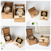 Kotak Jam Tangan Lipat Persegi Kayu Akasia Premium dengan Tutup Berengsel, Kotak Penyimpanan Logo Laser Kustom Mewah, Ramah Lingkungan dan Modern