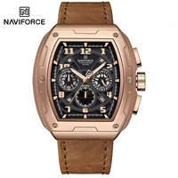 Nuevo Reloj de Cuarzo NAVIFORCE 8053 de Primera Marca para Hombre, Cronógrafo Resistente al Agua, Correa de Cuero Genuino, Cuadrado, Relojes de Hombre Más Vendidos