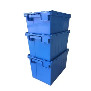 High Quality Stackable Tote File Storage Box Attached Lid Container Plastic Moving Storage Box