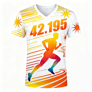 T-shirts pour hommes en polyester 100% personnalisés avec logo OEM, vente en gros, unisexe, amples, respirants, à séchage rapide, sublimation, pour la course à pied - Product Image 2