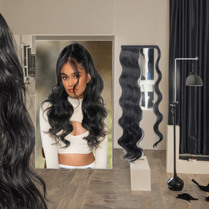 Vente en gros 24 pouces 100g Elegance Extension <span class=keywords><strong>de</strong></span> cheveux synthétiques Long Fluffy Body Wave Wrap <span class=keywords><strong>Queue</strong></span> <span class=keywords><strong>de</strong></span> <span class=keywords><strong>cheval</strong></span> en fibre haute température - Product Image 6