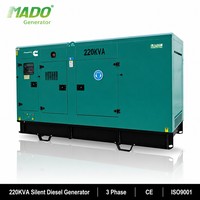 Groupe électrogène insonorisé 176 kW 220 kVA triphasé 250 kVA 200 kW 300 kW 400 kW avec ATS pour hôtel, alimentation de secours d'usine