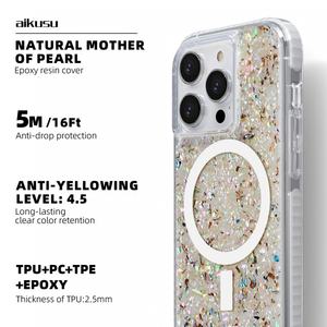 Coque de téléphone portable magnétique, transparente mate, TPU TPE PC 3 en 1, personnalisée, nacre, pour iPhone 16 15 14 13 12 Pro Max - Product Image 2