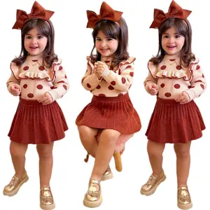 Ms-22 Baby Winterkleid ung 1-3 Jahre Mädchen Falten röcke + Langarm Pullover Kleid Set Baby Kids