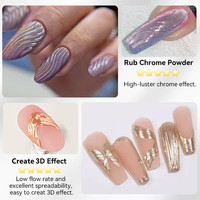 BORN PRETTY OEM Logo personnalisé 5 en 1 Gel colle à ongles en gros utilisé pour le renforcement des ongles, gel 3D effet vague, poudre chromée à frotter