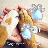 Boucles d'oreilles clous en argent sterling 925 plaqué pierre de lune en forme de patte de chien pour femmes, vente en gros de bijoux