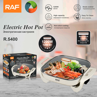 RAF 5L Marmite Électrique Multifonctionnelle pour la Maison, Plaque Chauffante Électrique, Cuisinière Électrique R.5400, Poêle Polyvalente 1200W avec Couvercle en Verre