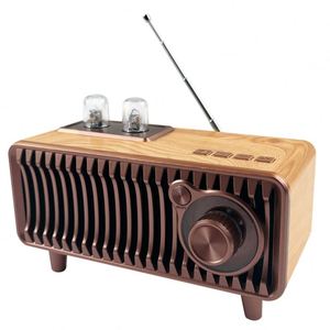 Altavoz Inalámbrico Retro, Radio Vintage de Madera de Nogal, Radio FM Giratoria de 20W con Función de Reproductor de Música por USB/Tarjeta TF/Aux - Product Image 1