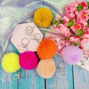 Llaveros de Pompones de Piel Sintética de Conejo, Llavero de Pompones Esponjosos para Mujer, Colgante para Bolso, Venta Exclusiva Transfronteriza - Product Image 5