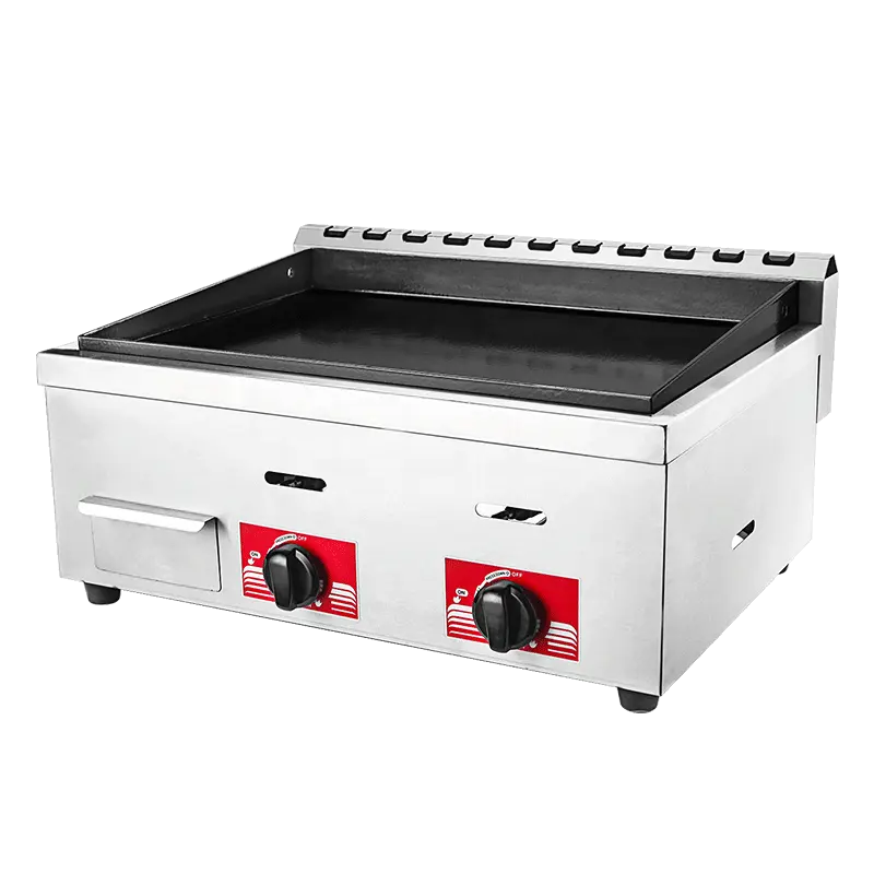 Commercial Gas griddle With Deep Fryer Griddle Pancake Chicken Steak Beef Kitchen Machines Outdoor Flat Griddle Grill