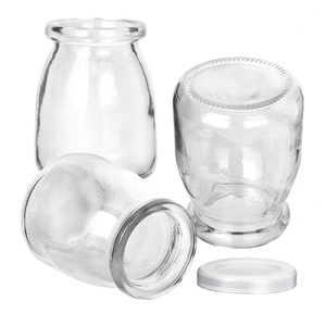 4 oz rõ ràng sữa chua lọ với PE nắp nhựa 150 ml lọ thủy tinh Bánh Sữa Chua lọ lý tưởng cho mứt, mật ong, nến làm - Product Image 1