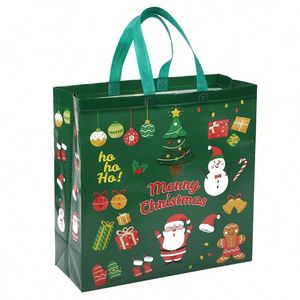 ถุงกันน้ำลายซานตาคลอสและตุ๊กตาหิมะ PP/ผ้าไม่ทอ ขนาด 36x36x14 ซม. บรรจุภัณฑ์ของขวัญคริสต์มาสขนาดใหญ่สำหรับเด็ก น่ารัก พกพาสะดวก สำหรับฮาโลวีน - Product Image 6