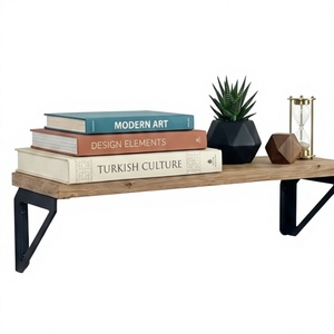 Wall Mounted Shelf Floating Wall Shelf <b>Wooden</b> Wall Shelf <b>Metal</b> <b>Bracket</b> Shelf Rustic Wall Shelf Industrial Wall Shelf - Product Image 1