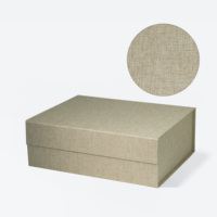 Boîte cadeau magnétique A4 en lin naturel, esthétique terreuse, pliable, pour cadeaux et présentation en magasin