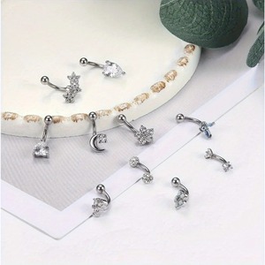 ASTM F136 Titanium Piercing 16g Gebogen Barbell Wenkbrauw Stud De Titanio Piercing Comfortabele Push <span class=keywords><strong>Pin</strong></span> Body Jewelry Design Dames - Product Image 5