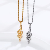 Collier en acier inoxydable pour hommes, pendentif en forme de serpent, de python, de serpent, bijoux gothiques vintage, accessoires, chaînes, hip hop