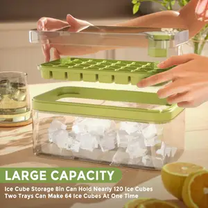 New Upgraded One Button Easy Release 64 pcs Ice Cube Tray Mold for Freezer