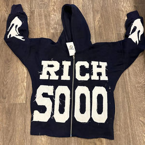 Sweat à capuche pour homme de haute qualité 100% coton, style Y2K délavé, respirant, coupe ample, ourlet brut, fermeture éclair personnalisée, appliqué brodé, hiver - Product Image 1