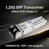 Transceiver Serat Optik 1000BASE-SX SFP 1.25Gbps 850nm 550M Duplex LC MMF Modul Kompatibel dengan Switch Jaringan Merek Utama Garansi 3 Tahun