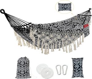 <span class=keywords><strong>Hamaca</strong></span> Plegable Portátil de Algodón con Borlas Estampadas, Estilo Mexicano, para Interior y Exterior, Personalizada por Danlong, para 1 Persona, Ideal para Camping y Senderismo - Product Image 3