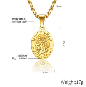 Collar con Colgante de Medalla de San Miguel en Acero Inoxidable Chapado en Oro de 18k, Joyería Clásica de Moda <span class=keywords><strong>Atila</strong></span> AD-0028, Venta al Por Mayor - Product Image 2