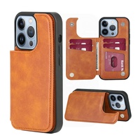 Sarung ponsel kulit PU, Dudukan kartu, untuk iPhone 15 14 13 12 Pro Max termasuk dompet penutup belakang