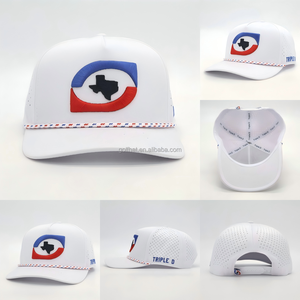 New Arrival Customized Waterproof 5 Panel Baseball Cap Hydro Breathable Golf Hat with Rubber Logo <b>Rope</b> Strap for Company Sports - Product Image 2