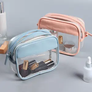 2022 Custom Clear Leather Maquiagem Sacos Zipper PVC Bolsa Cosmética Viagem Bagagem Organização Saco Personalizado Beleza Higiene Pessoal Saco