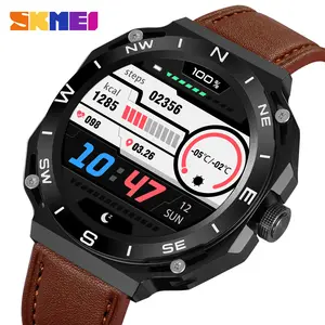 Skmei S244 popular shenzhen mens smart watch exclusive Genuine Leather band Luminous Multi function storage sports watch company