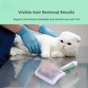 فرشاة احترافية صديقة للبيئة لإزالة الشعر الزائد للحيوانات الأليفة، بأسنان دائرية دقيقة لإزالة الشعر تحت الفرو بلطف وفك التشابك للشعر الطويل/القصير - Product Image 4