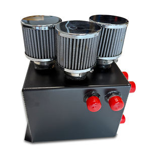 GT Schwarze Aluminium-Ölabscheider mit 6 X 10 Zoll Männlichen Anschlüssen <span class=keywords><strong>3</strong></span> X Entlüftungsfilter Kompatibel mit Honda Civic/Integra Motoren - Product Image 2