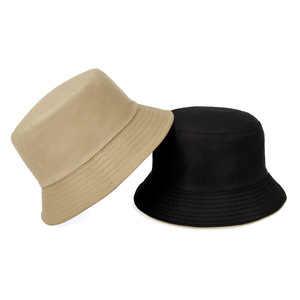 Unisex Bucket Hat Cotton Canvas Foldable Sun Protection Wide Brim Spring Summer Solid Color Contrast - Product Image 4