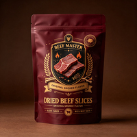 Sachets Doypack Personnalisés Noirs et Rouges à Fermeture Ziplock 150g 250g 500g pour Viande Séchée (Porc et Bœuf)