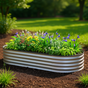 แปลงปลูกผักยกพื้นโลหะสีเงิน ขนาด 7x3x1 ฟุต พร้อมอุปกรณ์ทำสวน สไตล์เรียบง่าย - Product Image 2