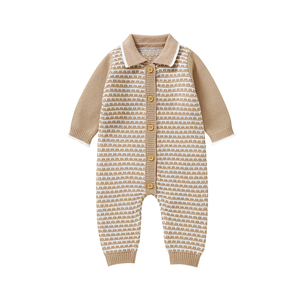 新款设计米米雄婴儿连身裤针织学步毛衣连身裤翻领婴儿服装 - Product Image 1