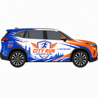 Film Adhésif Personnalisé Thème Sportif Orange Bleu pour Voiture, Autocollant City Run pour Décoration de Carrosserie SUV & Marquage de Club, Vente en Gros