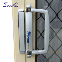 Nuevo diseño personalizado NOA NFRC American apruebe la puerta corredera de vidrio templado de aluminio con rotura de puente térmico estándar con red de rejilla