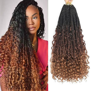 BELEZA Fábrica al por mayor Diosa Locs Caja desordenada Trenzas Crochet Bohemian Hair Curly Pre-Looped Boho <span class=keywords><strong>River</strong></span> Box Trenzado - Product Image 1