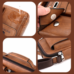 Sac à main/<span class=keywords><strong>sacoche</strong></span>/porte-documents vintage en cuir PU imperméable grande capacité multi-poches <span class=keywords><strong>pour</strong></span> homme, <span class=keywords><strong>pour</strong></span> le travail/les trajets/les affaires - Product Image 5