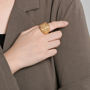 Geometric Fashion Titanium Steel <b>Ring</b> For Women Steel Gold Color Gift Jewelry - Product Image 4