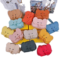 Porte-monnaie en cuir de vachette PU, pochette à monnaie durable, poignée souple, unisexe, portefeuille à fermeture éclair tendance, design mignon de dessin animé animal