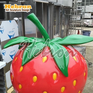 Ornement de jardin <span class=keywords><strong>en</strong></span> fibre de verre réaliste <span class=keywords><strong>en</strong></span> forme de fraise, sculpture de fruits et légumes pour la ferme et la cueillette, décoration de jardin - Product Image 6