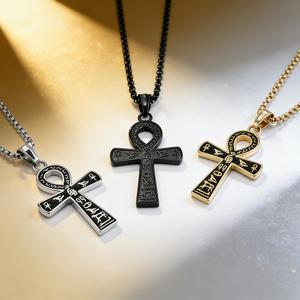 Ankh Cross Stainless Steel Necklace Unisex Fashion Pendant Jewelry Ancient Egyptian Symbol Design <b>Titanium</b> Steel <b>Chain</b> - Product Image 1